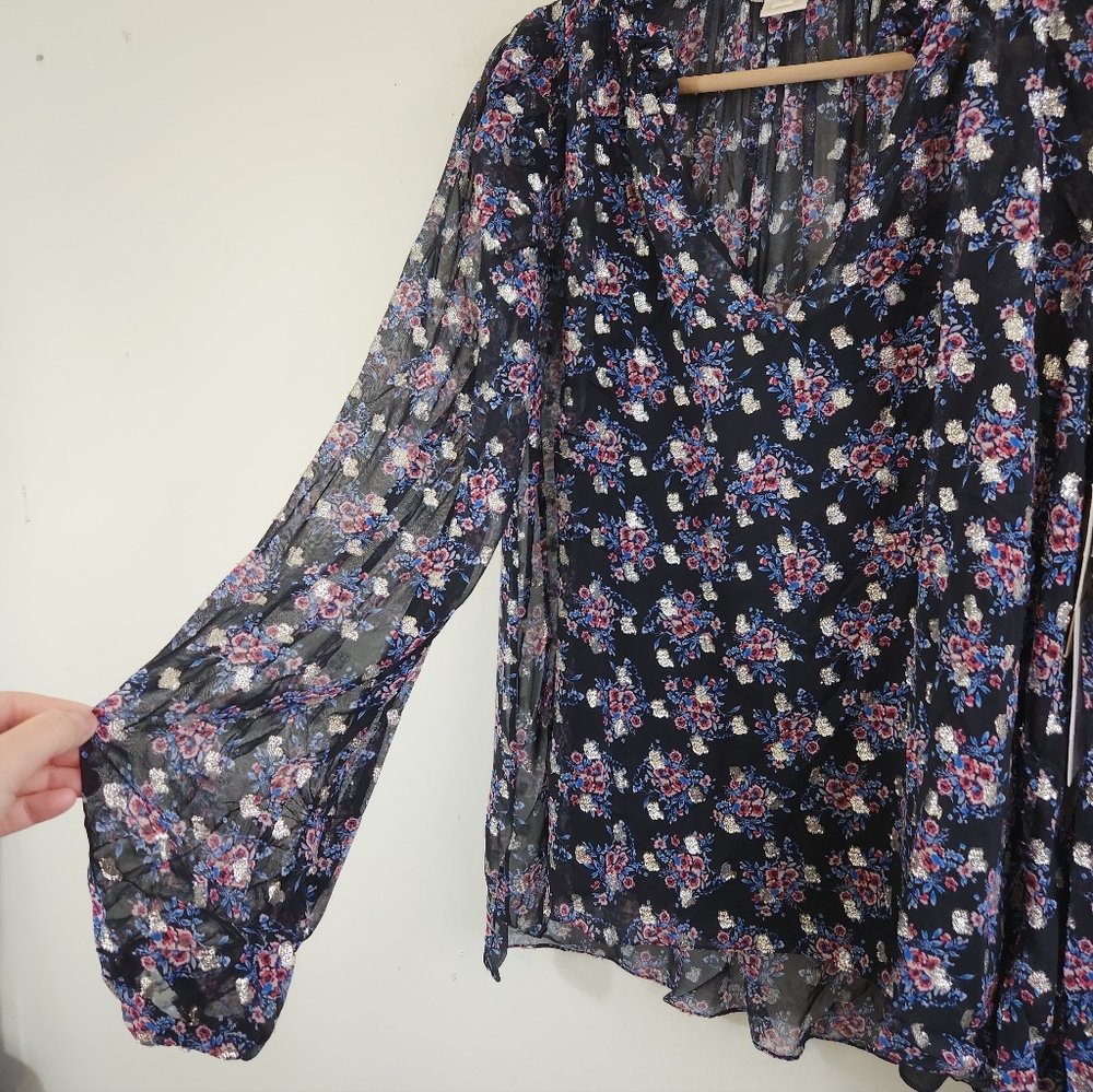 Shoshanna Floral Metallic Blouse - Picture 2 of 8